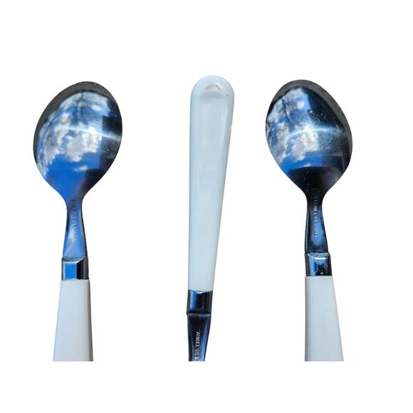 3 Corelle by Coring Fruit Basket Stainless Tablespoons Flatware Plastic MCM 7.5" - Picture 7 of 8